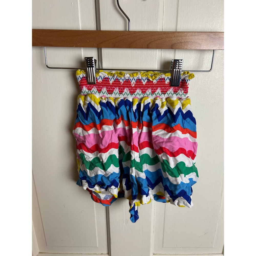 Boden Girls Rainbow Chevron Smocked Waist Shorts Multicolor G3099 Size 6-7Y